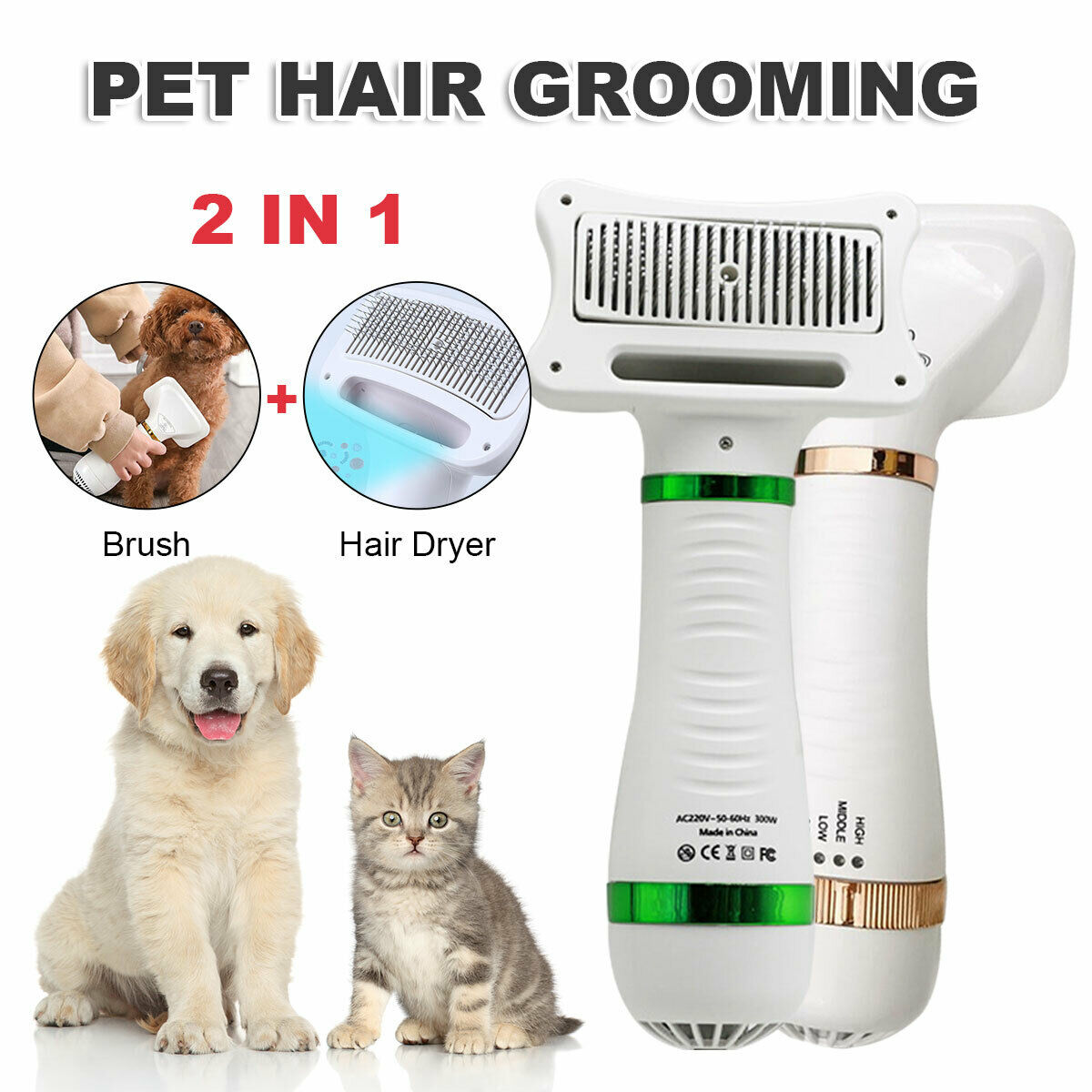 2-in-1 Pet Hair Dryer Brush - Pet Supplies Australia